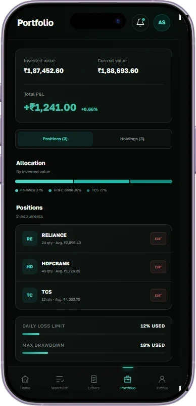 Portfolio screen